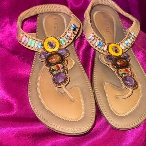 Siketu size 42 Stylish Beaded Sandals - Multicolor worn once